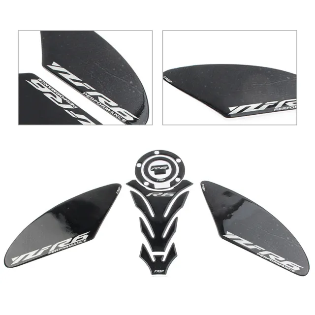 3D Tank Pad Traction Side Sticker Decal Set Fit Yamaha YZFR6 R6 YZF Carbon Fiber