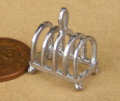 Polished Metal Toast Rack Tumdee 1:12 Scale Dolls House Miniature Pewter TB87