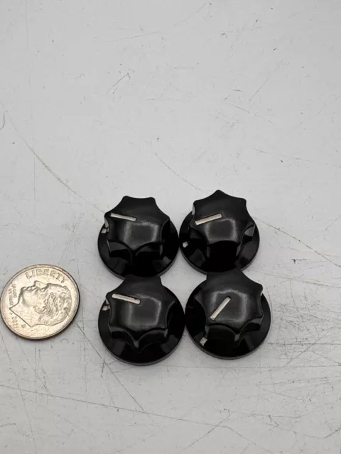 BLACK Skirted Fluted KNOBS (4 pc lot) Test Equipment SET SCREW SKIRT Line Dot 3