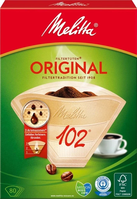Paquete de 9 bolsas de filtro Melitta SDA 102/80 naturbrArVE80 pequeños electrodomésticos 206926