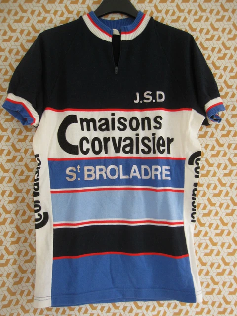 Maillot Cycliste Vintage Telmail – Gitane Ciel – Acrylique – Années 70 – Taille 4/L (Occasion)