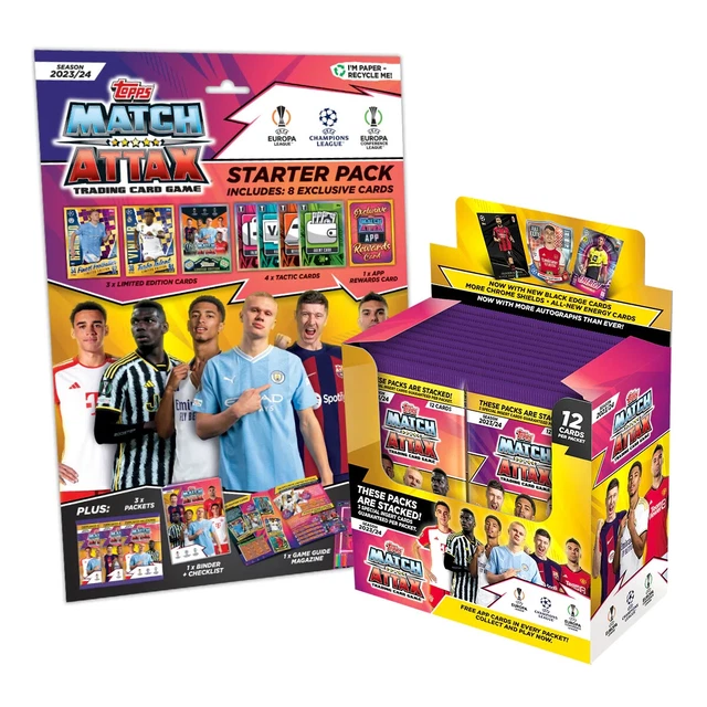 202324 TOPPS MATCH Attax UEFA Champions League 24pk Box+ Starter Pack