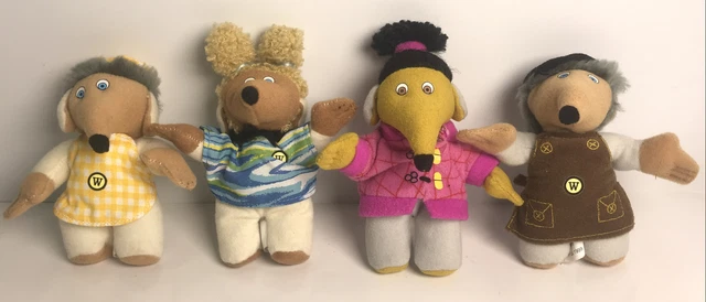 McDonalds Wombles 1999 Set of 4 Plush Soft Toy Figures Happy Meal Toys
