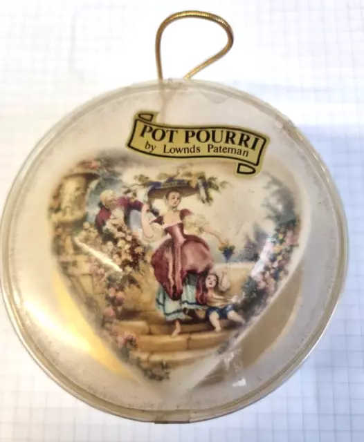 Vintage Pot Pourri Heart Pomander Lownds Pateman Hanging Ceramic Holder UK