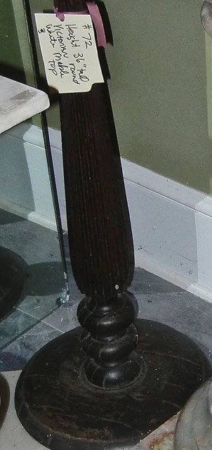 Dark Wood   Victorian  Turned Pedestal Stand  Marble Top 2