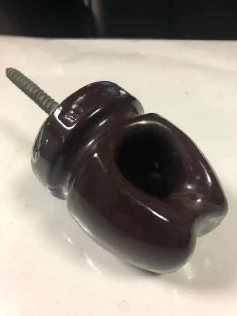 Vintage Porcelain  Power Line Wire Insulator Brown