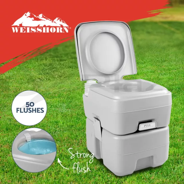 Weisshorn 20L Portable Camping Toilet Flush Outdoor Potty Caravan Travel Boating