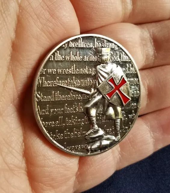 Put On The Whole Armor Of God Spartan Crusader CHALLENGE COIN 1-3/4"