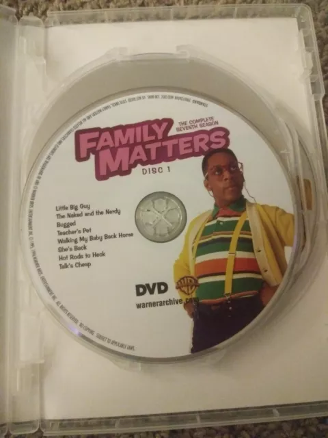 FAMILY MATTERS TV SERIES COMPLETE SEVENTH SEASON 7 🔥 RARE DVD 🔥 Steve Urkel 🧀 3