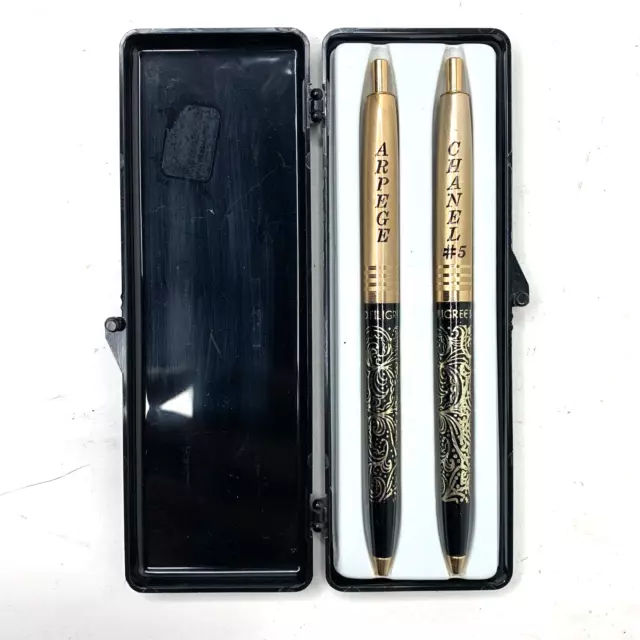 Arpege Chanel No.5 14k Gold Filigree Perfumed Ballpoint pen Set in Box RARE