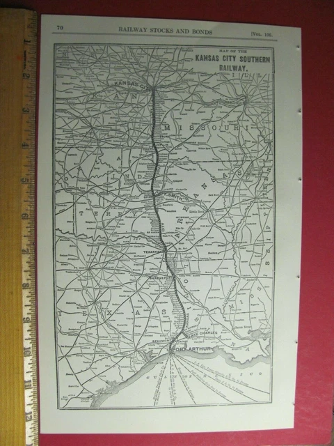 Kcs Service Map 1918 KANSAS CITY Southern System Map Depots Towns Kcs Rr History £19.64 ...
