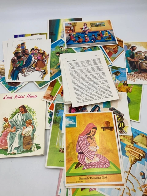 vintage-1971-sunday-school-lesson-picture-cards-bible-verses-scenes