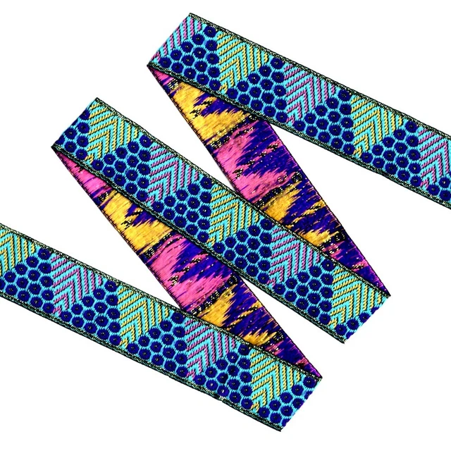 Cinta Jacquard geométrica colorida de 1 pulgada 25 mm 8 yardas