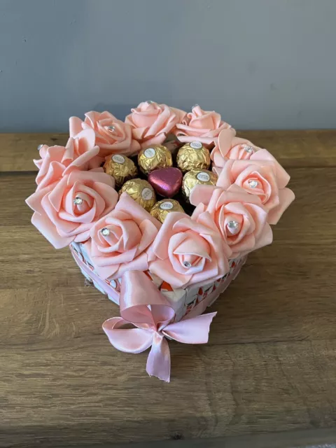 Luxury Mothers Day  Kinder And Ferrero Rocher Hearts With Pink Roses