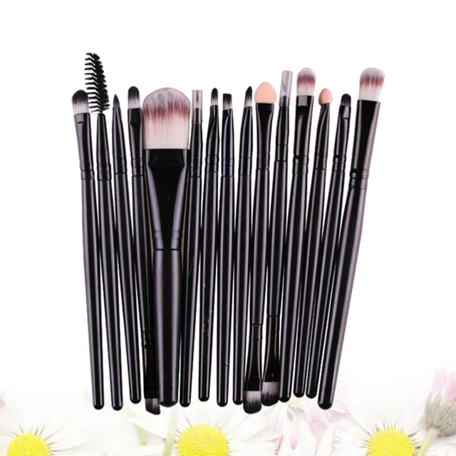 15pcs Plastic Handle Nylon Bristles Makeup Brush Cosmetics Powder Blush Brush