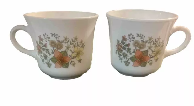 Vtg Set Of 2 CORELLE CORNING Indian Summer Pattern Coffee Tea Cups Mugs