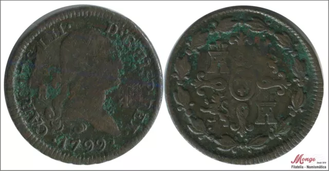 Spain - Carlos IV 4 Maravedi 1799 Segovia Cu BC/MBC 1511