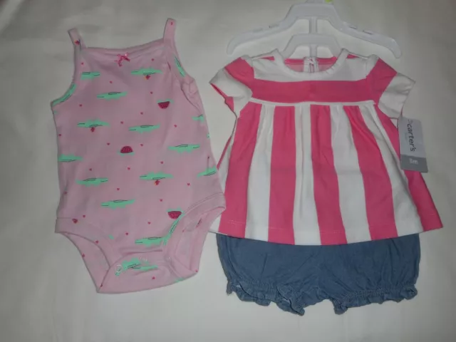 Carters 3-Piece Baby Infant Girl Shorts Set - Size 3 Months - New