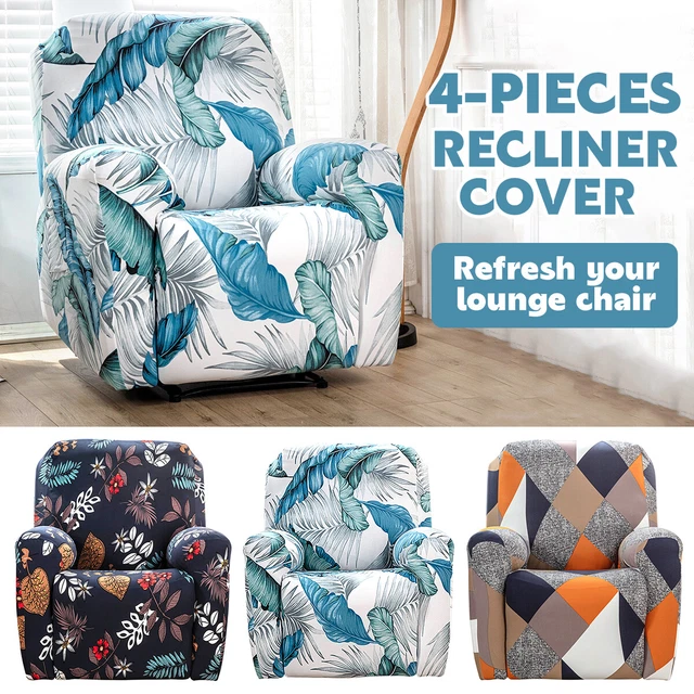 Set of 4 High Stretch Recliner Cover 1Seat Soft Sofa Slipcover Printed mcoqc