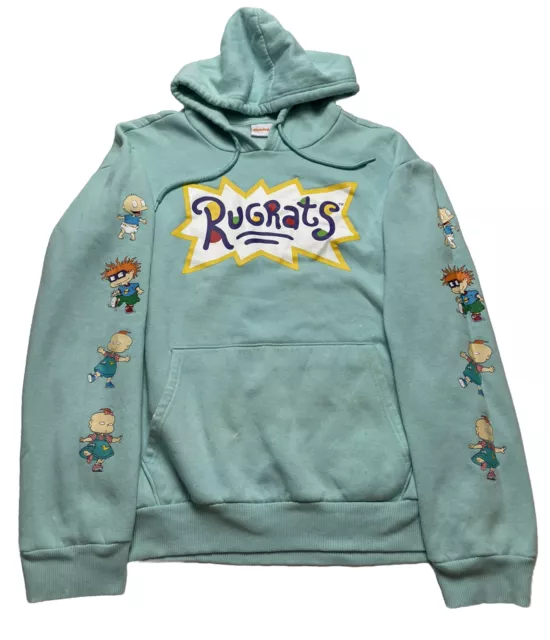 NICKELODEON RUGRATS HOODIE Teal Blue Characters Sweater 90s. Men's XL ...
