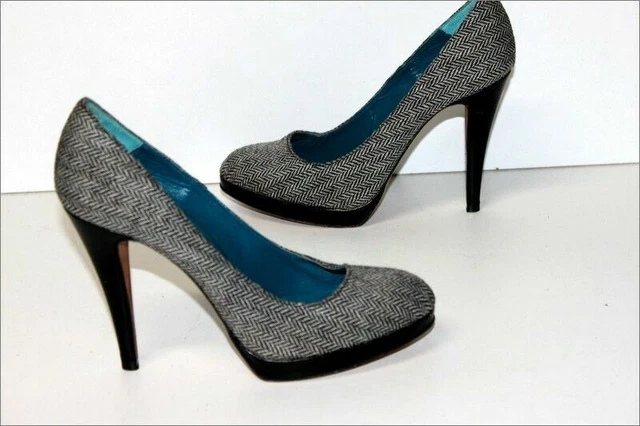 Escarpins Rodolphe Menudier - Toile Imprimée Marron Et Blanc - Taille 40.5 - Occasion Très Bon état