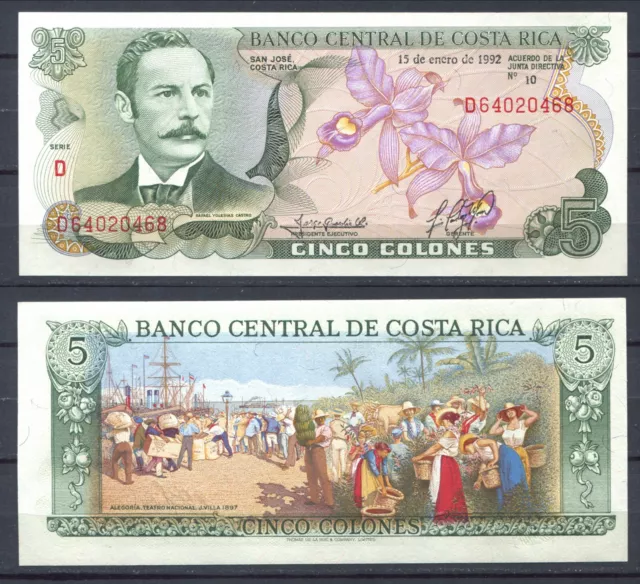 Costa Rica 1992 • 5 colones • P# 236e • NEUF UNC (N-993)