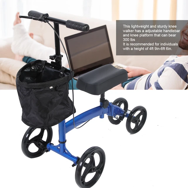 Knie Rollator Lenkbar Knie Scooter mit Korb Alternative zu Krücken Laufhilfe
