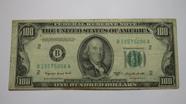 $100 1950 New York Light Green Seal Federal Reserve Bank Note Currency Bill FINE