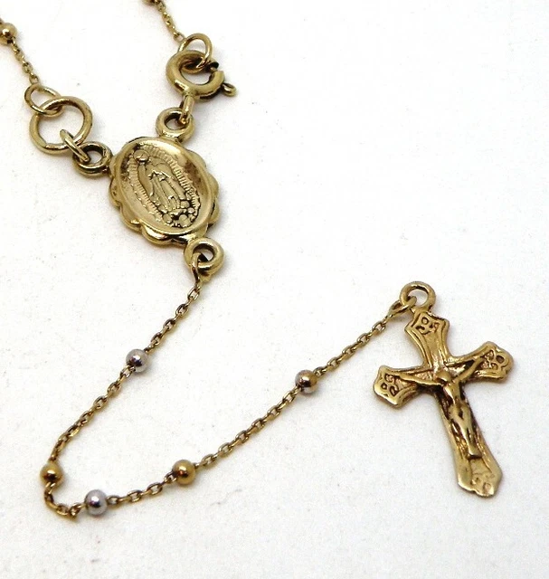 14k Tri-Color Gold Petite Children Rosary Necklace