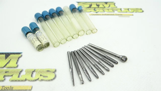 9 New! Solid Carbide & Carbide Head Assorted Single & Double Cut Burrs Cushman