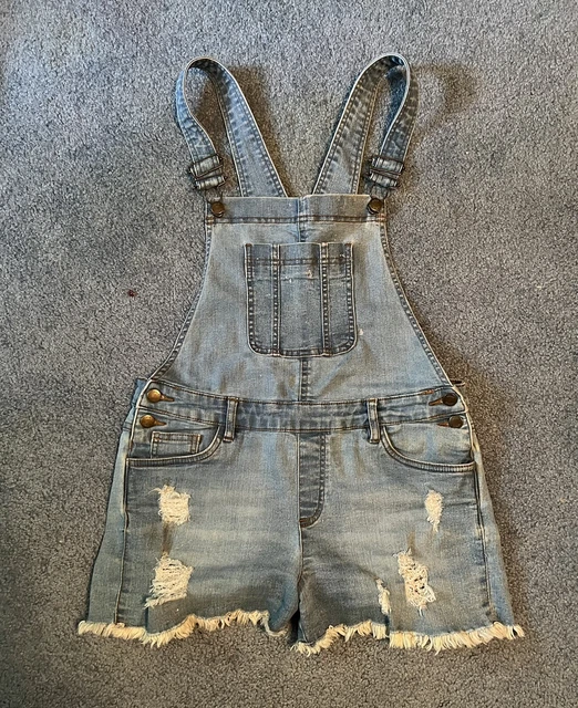 New Womens Venus Denim Overalls Shorts Romper Sz 4