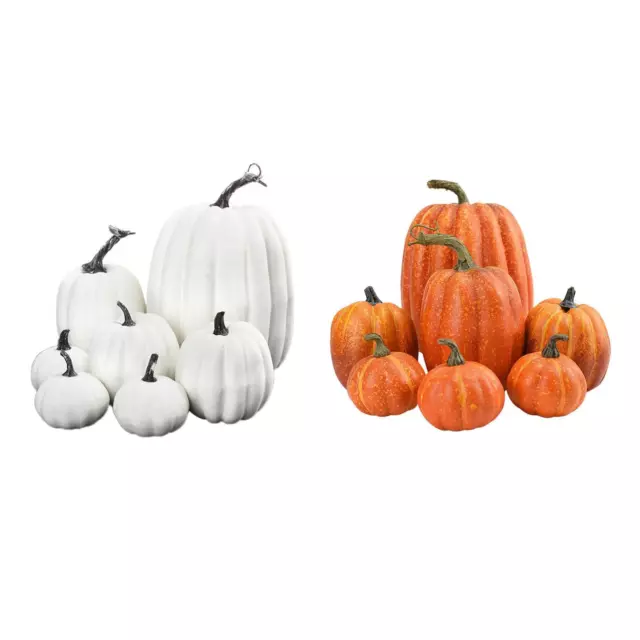 7Pcs Artificial Pumpkins Harvest Fall Halloween Thanksgiving Harvest Decor