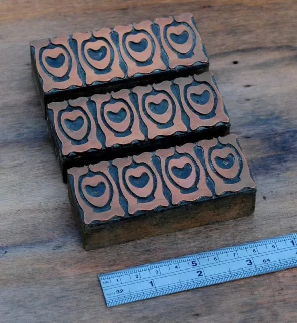 letterpress printing blocks ornament Art Nouveau frame wood rare copper rare old