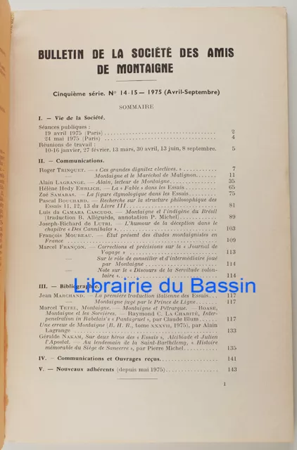 Bulletin de la Société des Amis de Montaigne n°14-15 Collectif 1975 2