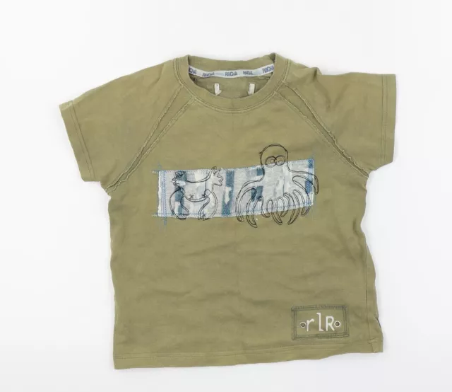 Debenhams Jungen grün 100 % Baumwolle Basic T-Shirt Größe 2-3 Jahre Rundhalsausschnitt