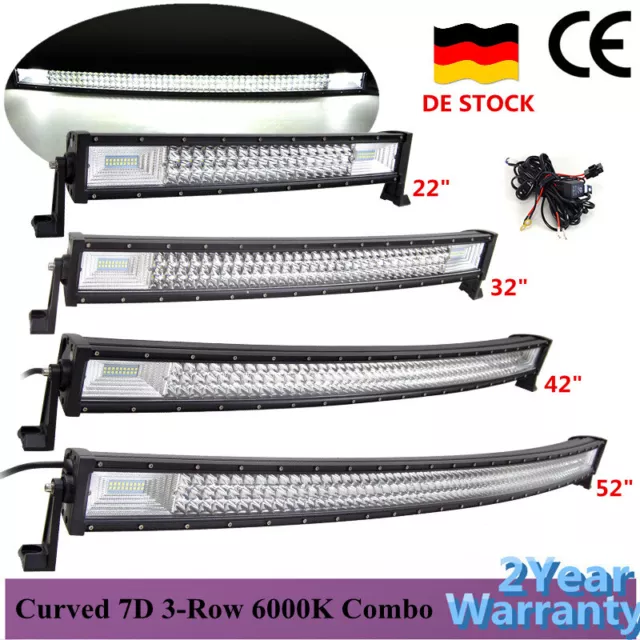 Curved 3-Row LED Light Bar 22 32 42 52 Zoll Lichtbalken Arbeitsscheinwerfer 12V