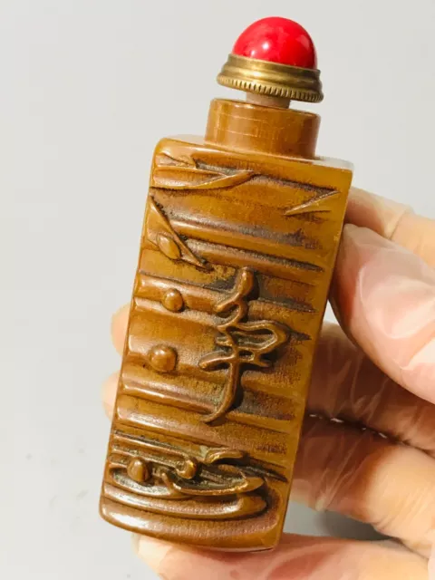 natural shoushan stone handwork carved Pure Heart seal stamp snuff bottle
