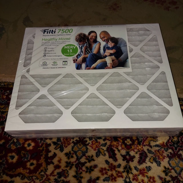 Filti 7500 Pleated Home HVAC Furnace 16 x 20 x 2 MERV 13 Air Filter (2 Pack)