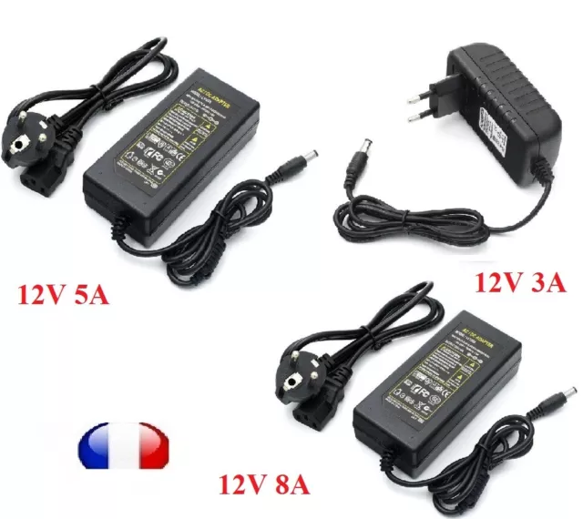 12V 3A/5A/8A Chargeur d'alimentation AC to DC Transformateur caméra led consoles