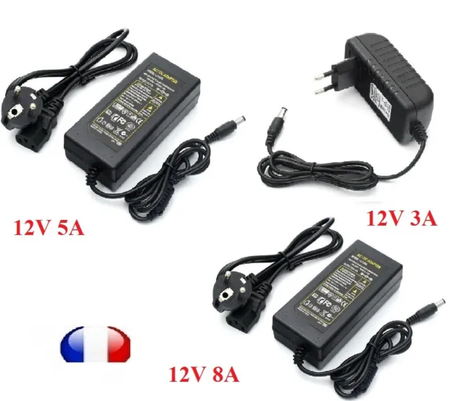 12V 3A 5A 8A Chargeur d'alimentation AC to DC Transformateur adaptateur chargeur