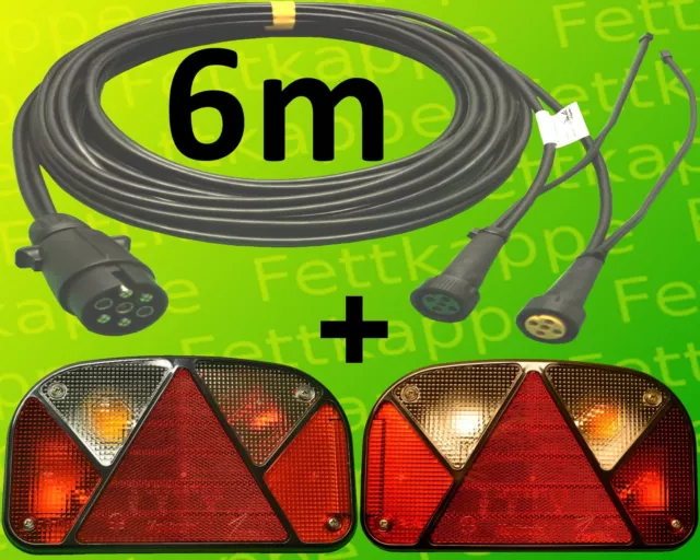 Aspöck Multipoint 2 Anhänger Rücklichter Set 7pol. 6m Kabelsatz + 2x 0,2m Abgang