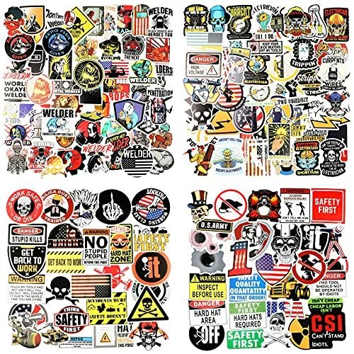 200 Pieces Hard Hat Stickers for Tool Box Helmet Funny Large, Multicolor