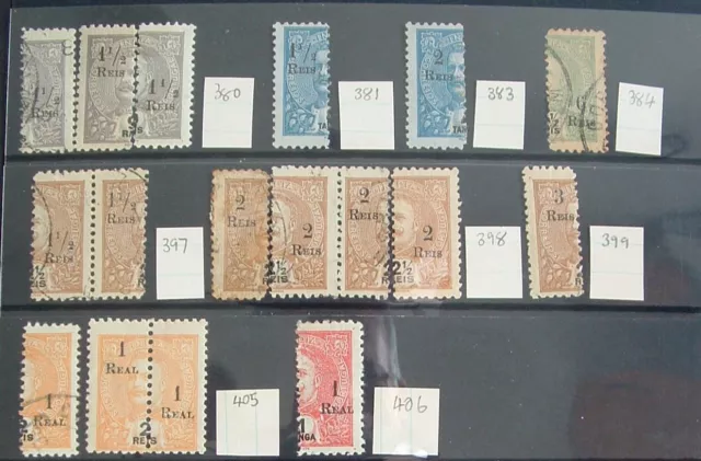 PORTUGUESE INDIA 1912 super bisected group of 17 good Cat Value see notes below