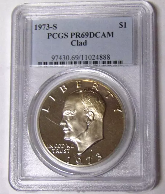 PCGS PR69 DCAM Clad 1973-S Eisenhower Dollar #11024888