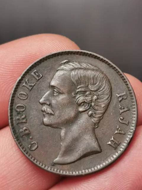 Sarawak , one cent Sarawak Rajah J. Brooke 1885 ! 9,47 g