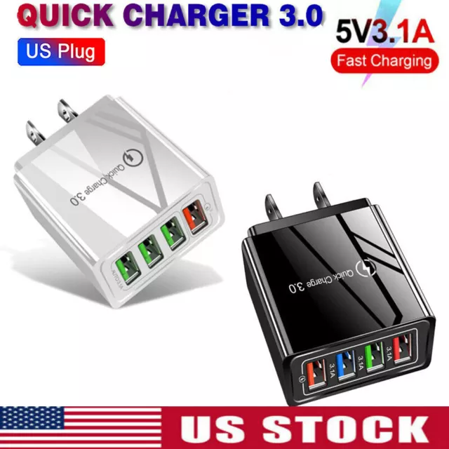 4 Port USB Wall Charger USB Fast Quick Charge QC 3.0 Power Adapter Plug US