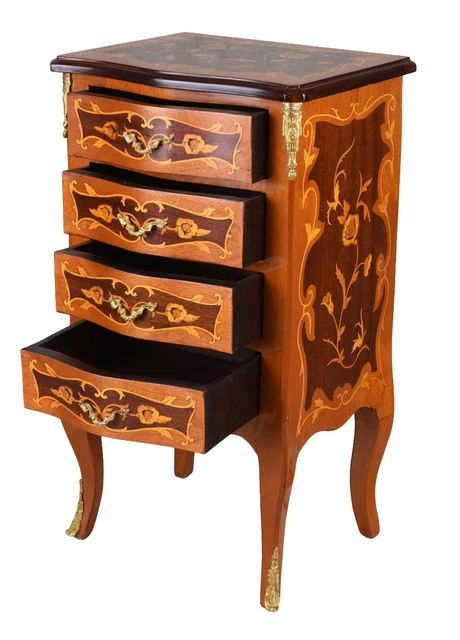 Table De Chevet Palazzo INT – Style Hollywood – Noir, Verre Et Bois – 3 Tiroirs – Neuve