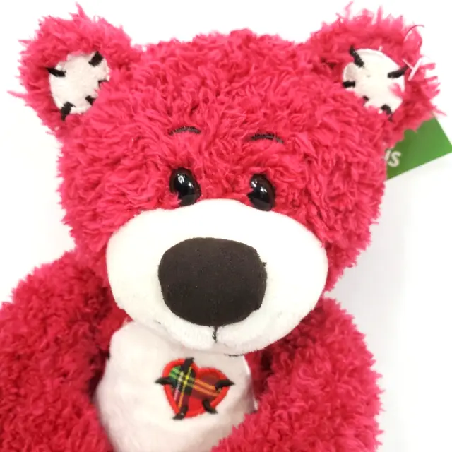 First & Main Tender Teddy Red Magenta Bear 8” Beanbag Plush Stitch Heart 1415LC