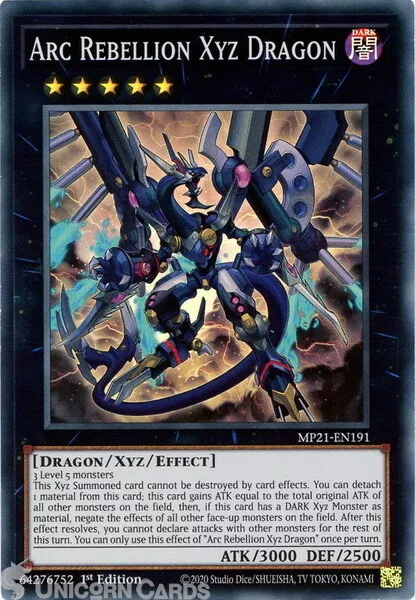 MP21-EN191 Arc Rebellion Xyz Dragon Super Rare 1st Edition Mint YuGiOh Card