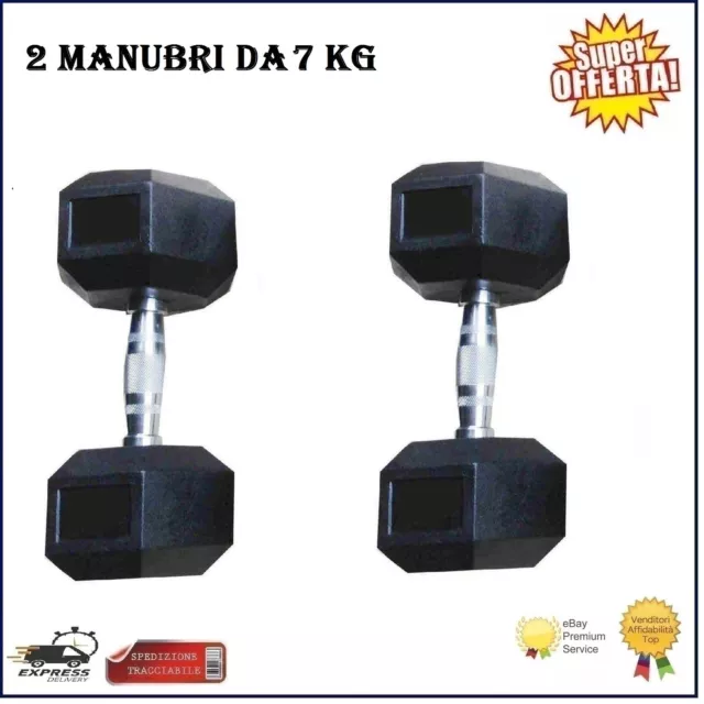 Manubri Esagonali Toorx MEG-7 Pesi Palestra Cross Fit Gommati 7Kg Coppia